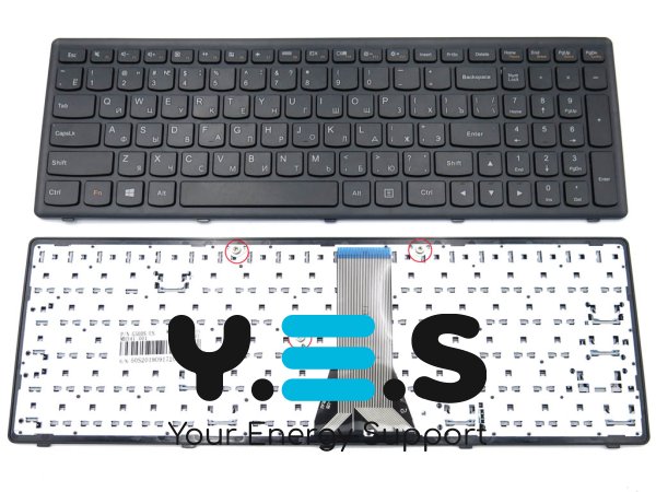 Клавіатура для ноутбука Lenovo G500s, G505s, S500, S510p, Z510, Flex 15, 15D (RU Black з чорною рамкою) OEM