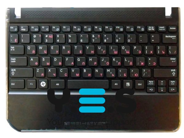 Клавіатура для ноутбука Samsung (N210) чорна, з чорним топкейсом, RU