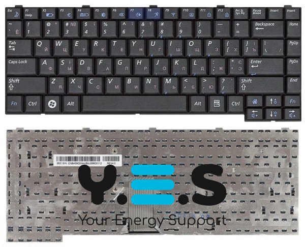 Клавіатура для ноутбуків Samsung R510, R560, R60, R70, P510, P560 — чорна, RU