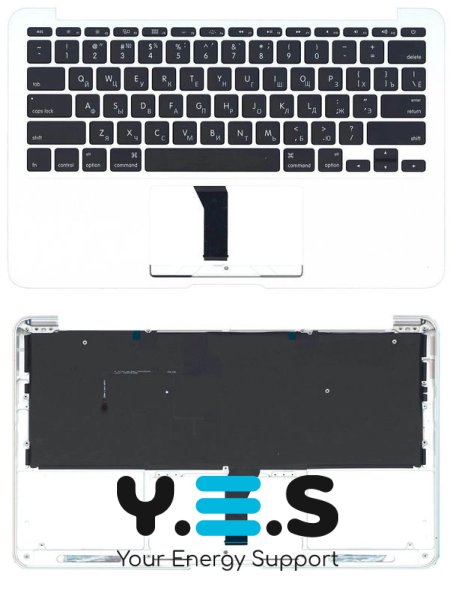 Клавіатура для Apple MacBook Air 2013+ (A1465), Black, (Silver TopCase), RU (горизонтальний Enter)