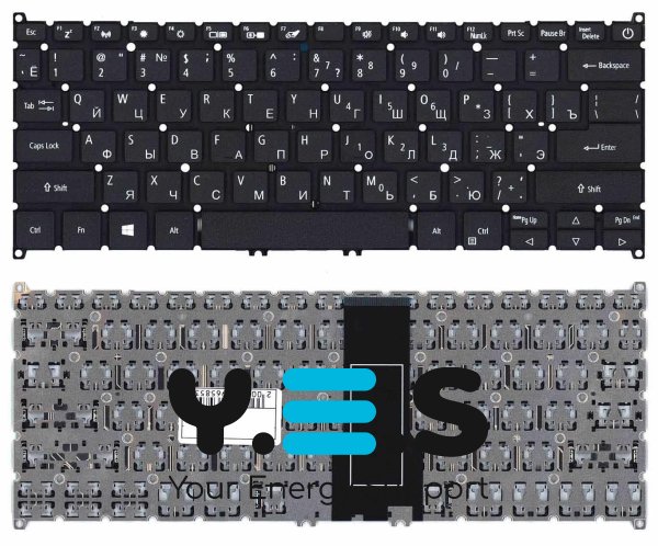 Клавіатура для ноутбука Acer Spin 5 SP513-51, Black, (No Frame), RU
