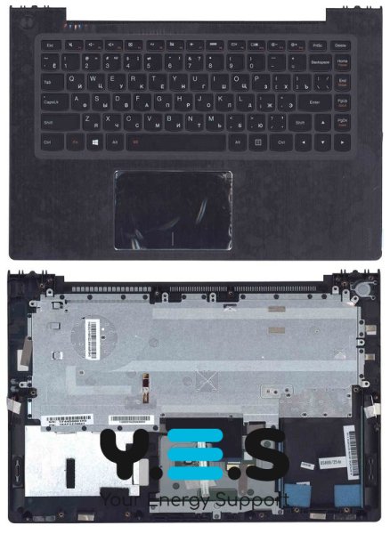 Клавіатура для ноутбука Lenovo IdeaPad S410, U430, чорна з верхньою панеллю, RU