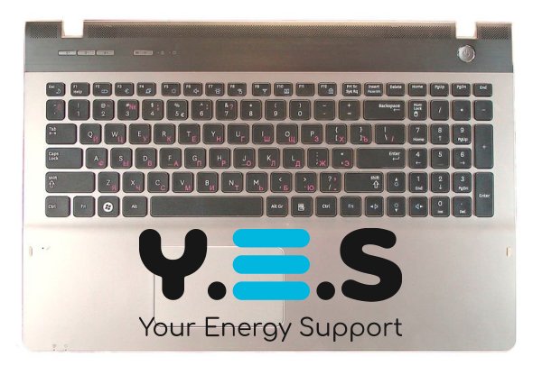 Клавіатура для ноутбука Samsung QX530 чорна, сріблястий топкейс, RU