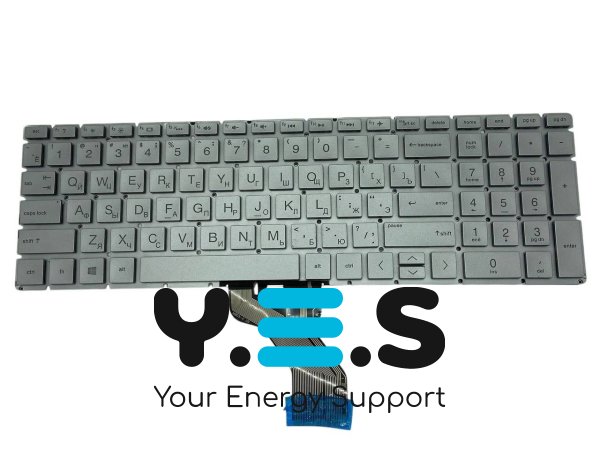 Клавіатура для ноутбука HP (15-dw0000) з підсвіткою (Light), срібляста, (без рамки), російська розкладка