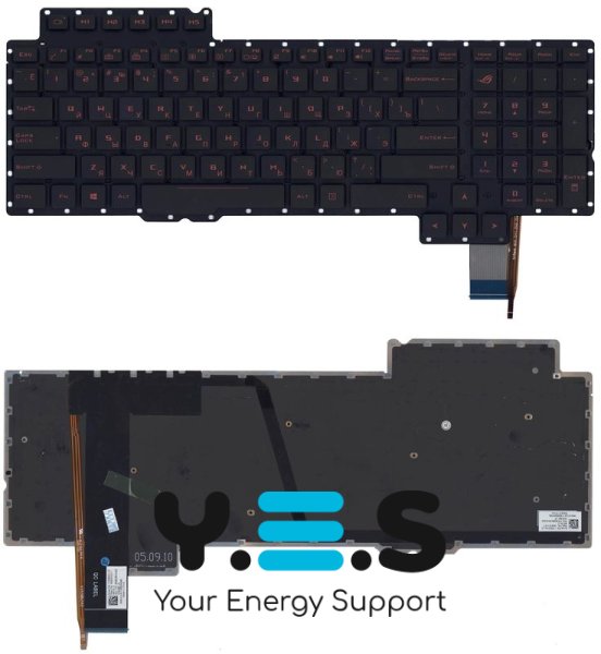 Клавіатура для ноутбука Asus ROG (G752) з підсвіткою (Light), Black, (No Frame), RU