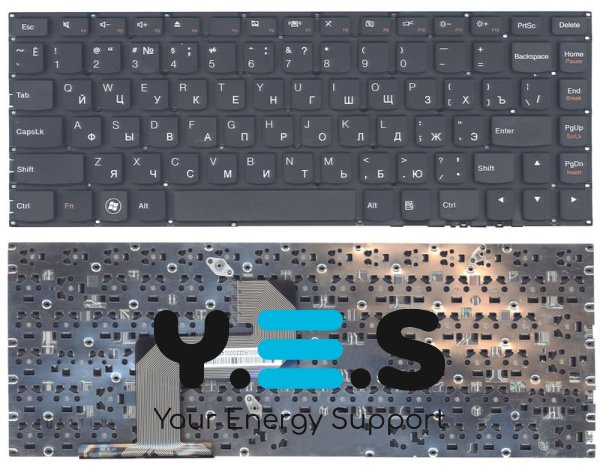 Клавіатура для ноутбука Lenovo IdeaPad U400, чорна, без рамки, RU