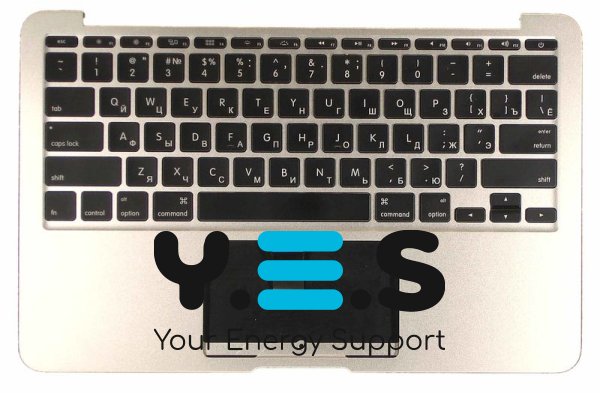 Клавіатура для Apple MacBook Air (A1370) 2011+, Black, (Silver TopCase), RU (горизонтальний Enter)