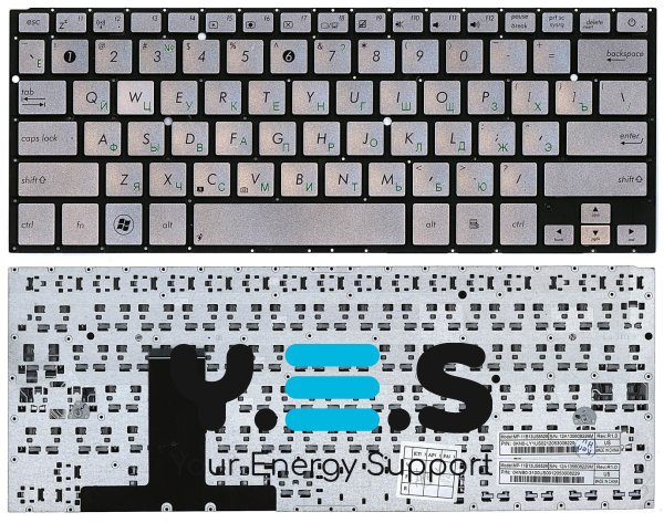 Клавіатура для ноутбука Asus (UX31E) Срібляста, без рамки, російська