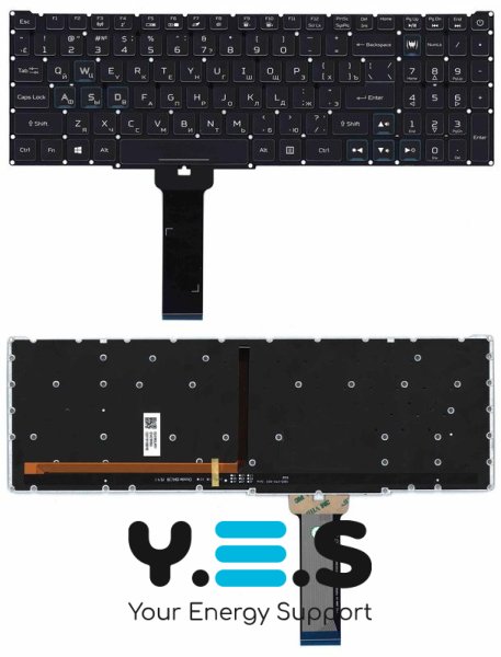 Клавіатура для ноутбука Acer Predator Helios 300 PH315-52 з підсвіткою (Light), Black, RU
