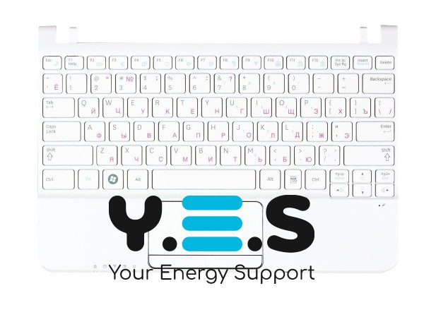 Клавіатура для ноутбука Samsung (N210) біла, з білим топкейсом, RU