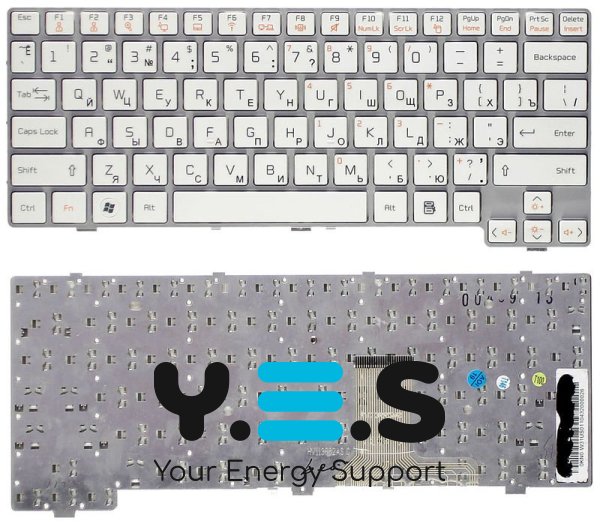 Клавіатура для ноутбука LG X170, біла, з білою рамкою, RU