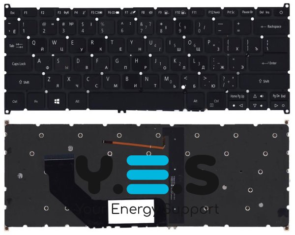 Клавіатура для Acer Swift 3 SF314 з підсвіткою (Light), Black, RU-розкладка