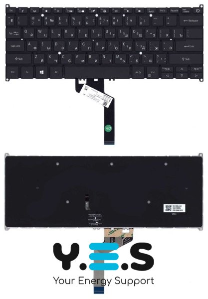 Клавіатура для Acer Aspire Swift 5 SF514-52T (Black, з підсвіткою, без рамки, RU)