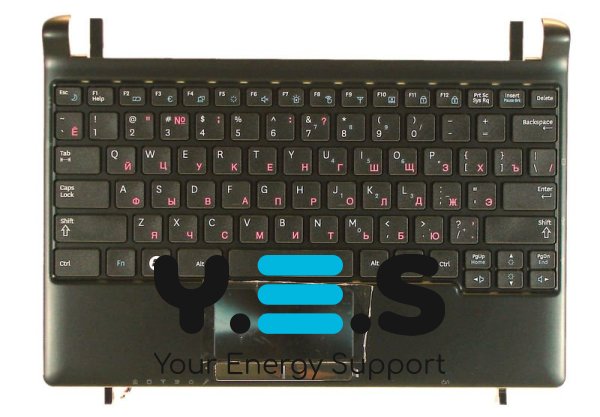 Клавіатура для ноутбука Samsung (N250) чорна, з чорним топкейсом, RU