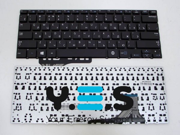 Клавіатура для Samsung NP530U3B, NP530V3, NP530U3C, NP535U3C (RU Black без рамки). Оригінал