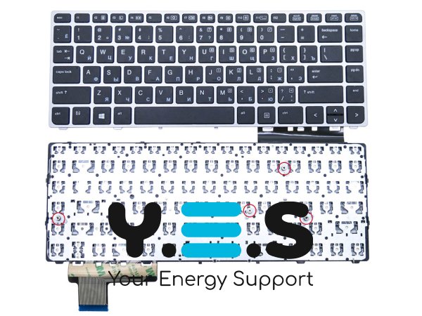 Клавіатура для HP EliteBook Folio 9470M, 9480M series (RU Black з рамкою Silver). OEM