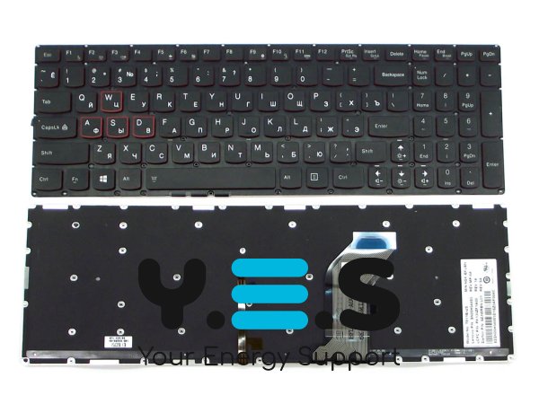 Клавіатура для LENOVO IdeaPad Y700, Y700-15ISK, Y700-17ISK (RU Black, без рамки з підсвіткою клавіш). Оригінал