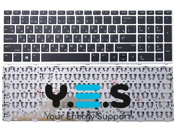 Клавіатура для HP ProBook 450 G5, 455 G5, 470 G5, 650 G4, 650 G5 (RU Black з рамкою Silver)