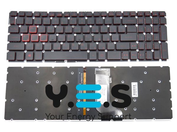 Клавіатура для ноутбуків Acer Nitro 5 (AN515-41, AN515-42, AN515-51, AN515-52, AN515-53) з червоним підсвічуванням, RU