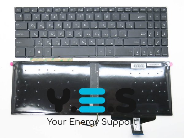 Клавіатура для ноутбука ASUS VivoBook N580, N580VD, N580VN, N580GD, N580V, X580VD, M580, NX580VD, N580VN, NX580V (RU Black без рамки з підсвіткою). Оригінал