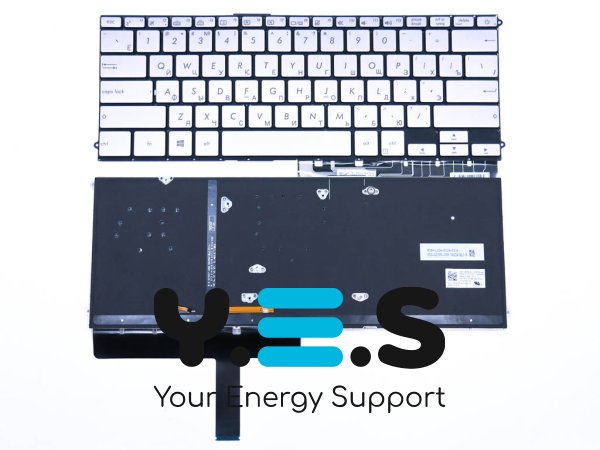 Клавіатура для ноутбука Asus UX490, UX490CA, UX490UA, UX490U, UX490UAR (RU Silver з підсвіткою)