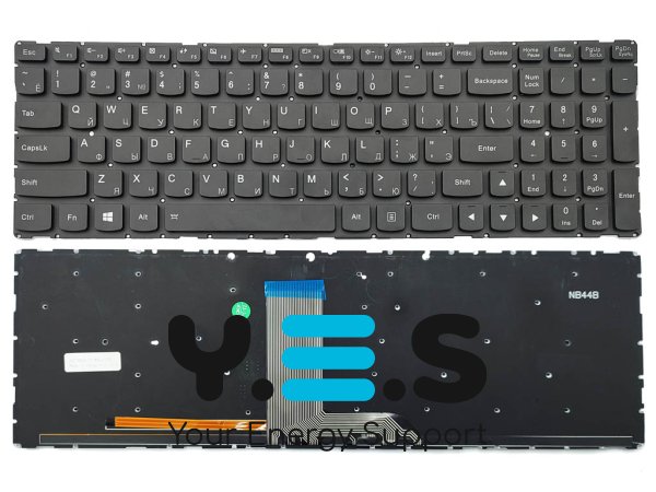 Клавіатура для LENOVO IdeaPad 700-15ISK, 700-17ISK (RU Black без рамки з підсвіткою). Оригінал