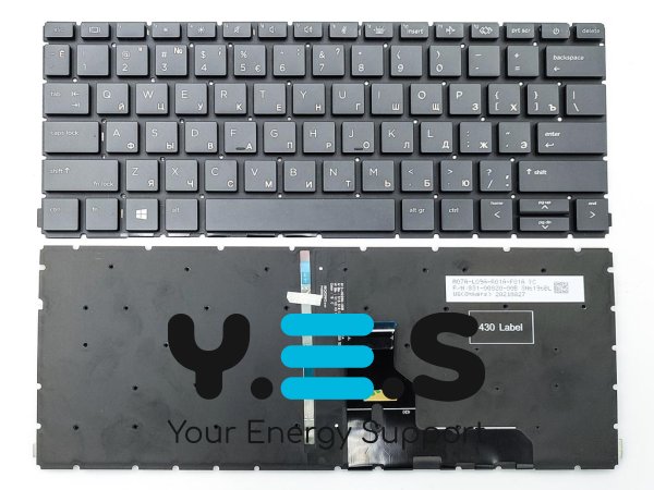 Клавіатура для HP ProBook 430 G8, 430 G7, 435 G8, 435 G7 (RU Black з підсвіткою). Оригінал