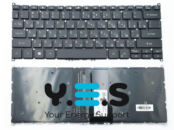 Клавіатура для ноутбука Acer Swift SF114-34, SF314-41, SF314-52, SF314-53, SF314-54, SF314-55, SF314-56, SF514-51 Версія 1 (RU Black з підсвіткою) Оригінал