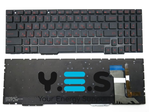 Клавіатура для ноутбука ASUS GL553, GL553V, GL553VW, ZX73, FX553VD, ZX553VD, ZX53V, FX53VD, FX753VD, FZ53V (RU Black без рамки з підсвіткою). Оригінал