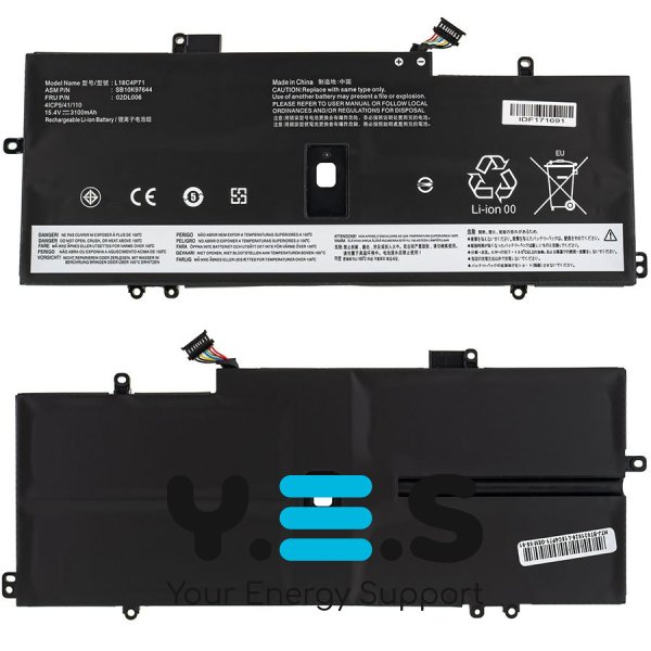 Батарея до ноутбуків LENOVO L18C4P71 (ThinkPad X1 Carbon 7th Gen, X1 Yoga 5th Gen) 15.4V 3100mAh чорний колір