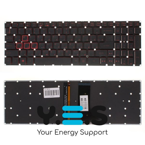 Клавіатура до ноутбуку ACER (Nitro: AN515-41) російська розкладка, чорний колір, без фрейму, підсвітка клавіш