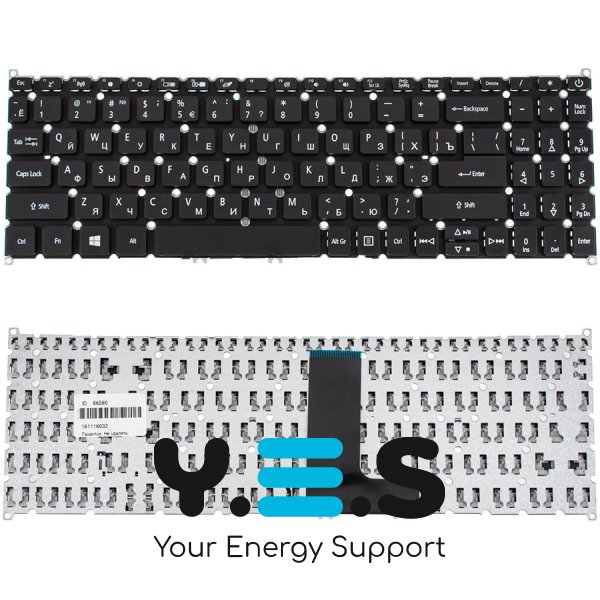 Клавіатура до ноутбуку ACER (SW: SF315-51) російська розкладка, чорний колір, без фрейму