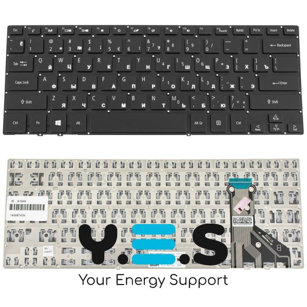 Клавіатура до ноутбуку ACER (AS: SP714-51) російська розкладка, чорний колір, без фрейму