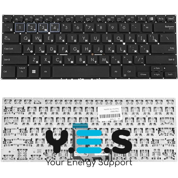 Клавіатура до ноутбуку ASUS (B5402 серій) російська розкладка, чорний колір, без фрейму