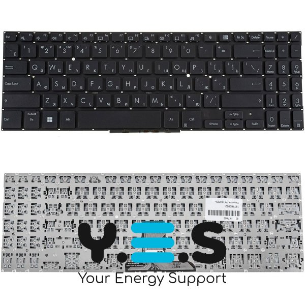 Клавіатура до ноутбуку ASUS (B1500 серій) російська розкладка, чорний колір, без фрейму (Оригінал)