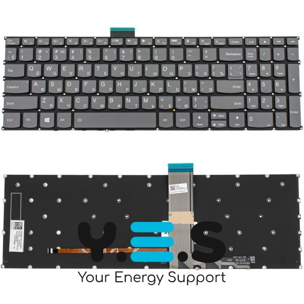 Клавіатура до ноутбуку LENOVO (IdeaPad: 3-15, 3-17 серій) російська розкладка, dark сірий колір, без фрейму, підсвітка клавіш (Оригінал)