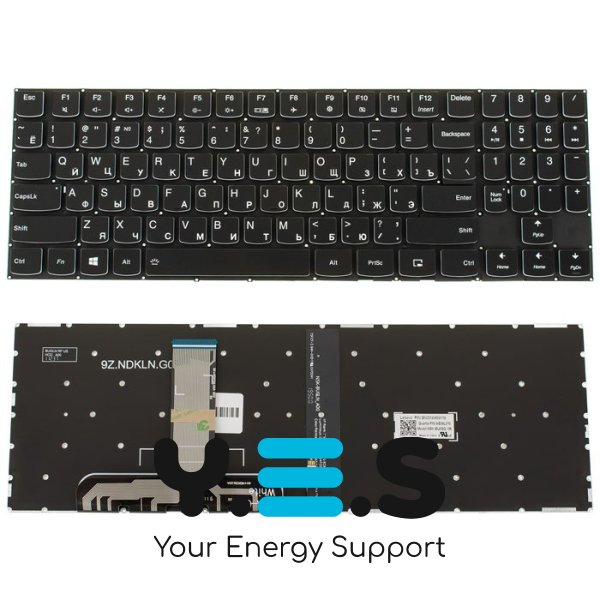Клавіатура до ноутбуку LENOVO (Legion: Y530-15) російська розкладка, чорний колір, без фрейму, підсвітка клавіш (Оригінал) (білий колір bezzel)