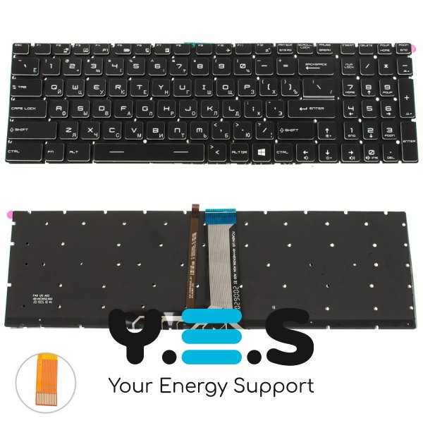 Клавіатура до ноутбуку MSI (GV62, GT62) російська розкладка, чорний колір, без фрейму, підсвітка клавіш RGB (Оригінал)