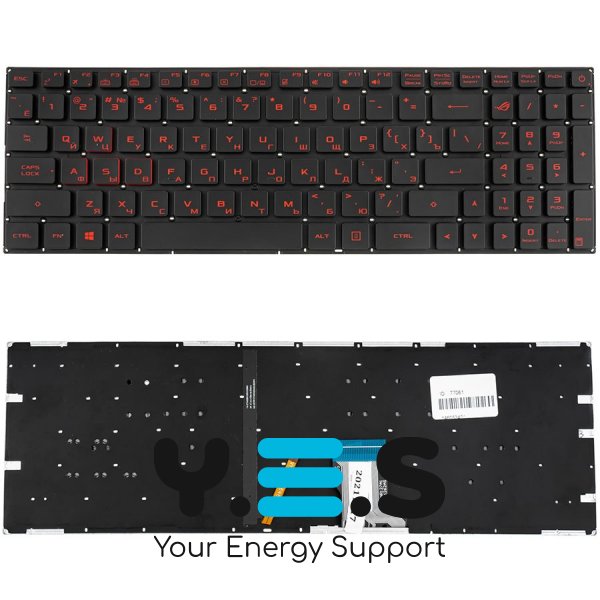 Клавіатура до ноутбуку ASUS (GL702VS) російська розкладка, чорний колір, без фрейму, підсвітка клавіш