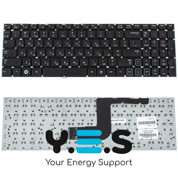 Клавіатура до ноутбуку SAMSUNG (RC508, RC510, RC520, RV509, RV511, RV513, RV515, RV518, RV520) українська розкладка, чорний колір, без рамки