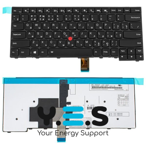 Клавіатура до ноутбуку LENOVO (ThinkPad Edge: T431S, T440, T440P, T440S) російська розкладка, чорний колір, підсвітка клавіш