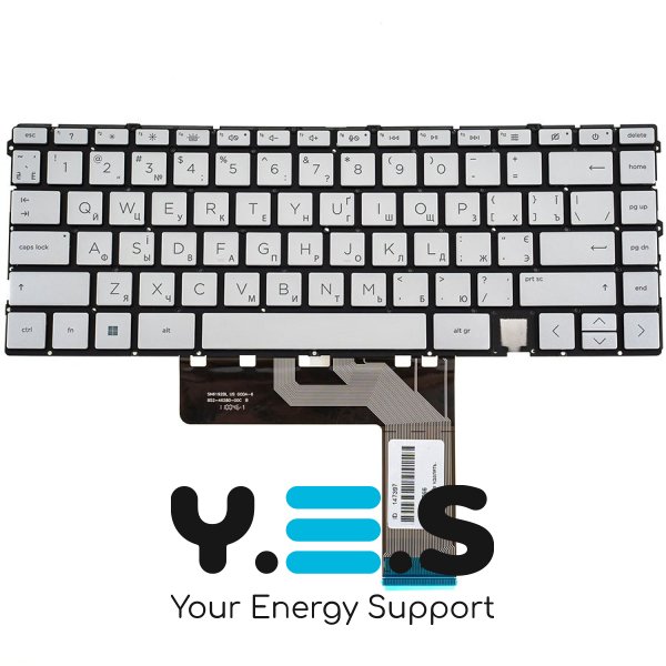 Клавіатура до ноутбуку HP (15-EP) українська розкладка, сріблястий колір, без фрейму, підсвітка клавіш (Оригінал)