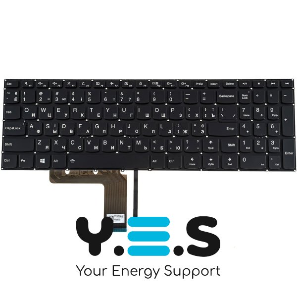 Клавіатура до ноутбуку LENOVO (IdeaPad: 310-15) українська розкладка, чорний колір, без фрейму, підсвітка клавіш (Оригінал)