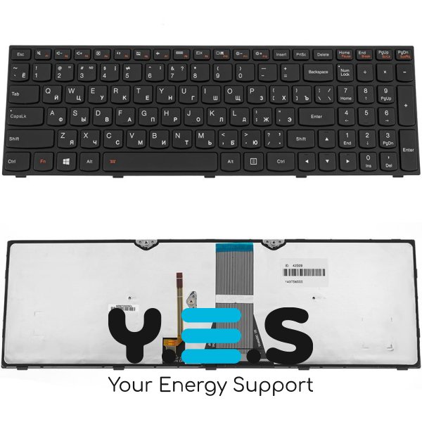 Клавіатура до ноутбуку LENOVO (G50-30, G50-45, G50-70, Z50-70, Z50-75, Flex 2-15) російська розкладка, чорний колір, підсвітка клавіш