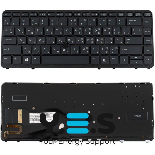 Клавіатура до ноутбуку HP (EliteBook: 840, 850) російська розкладка, чорний колір, підсвітка клавіш, без джойстика