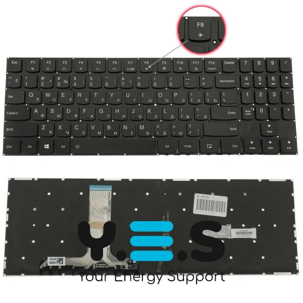 Клавіатура до ноутбуку LENOVO (Legion: Y530-15) російська розкладка, чорний колір, без фрейму, підсвітка клавіш (Оригінал) (чорний колір bezzel)