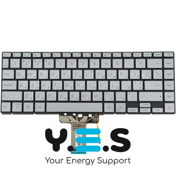Клавіатура до ноутбуку ASUS (X421 серій) українська розкладка, сірий колір, без фрейму, підсвітка клавіш (Оригінал)