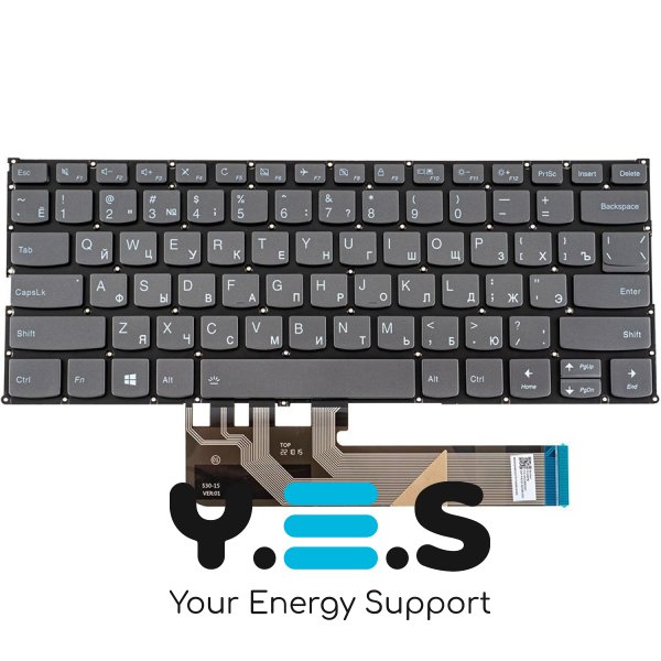 Клавіатура до ноутбуку LENOVO (Yoga 530-14ARR, 530-14IK ) російська розкладка, чорний колір, без фрейму, підсвітка клавіш (Оригінал)