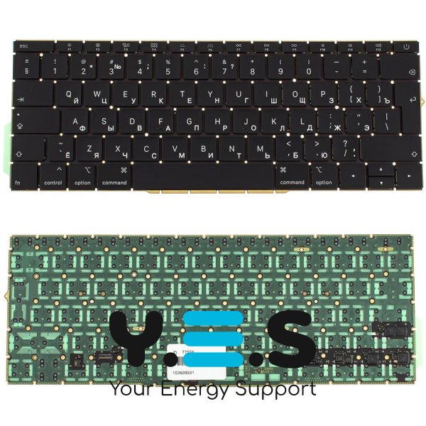 Клавіатура до ноутбуку APPLE (MacBook Pro Retina: A1708 (2016-2017)) російська розкладка, чорний колір, BIG Enter, подсветка (Оригінал)