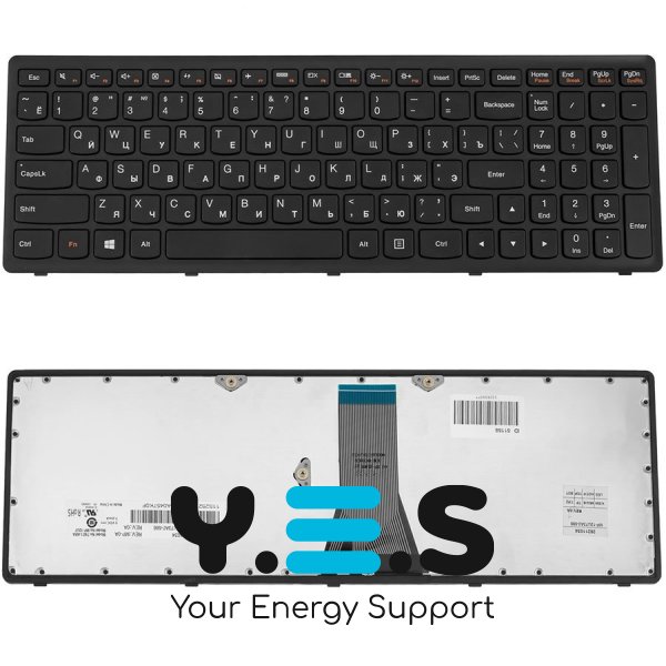 Клавіатура до ноутбуку LENOVO (Flex 15, Flex 15D, G500s, G505s, S510p) російська розкладка, чорний колір, чорний колір frame (Оригінал)